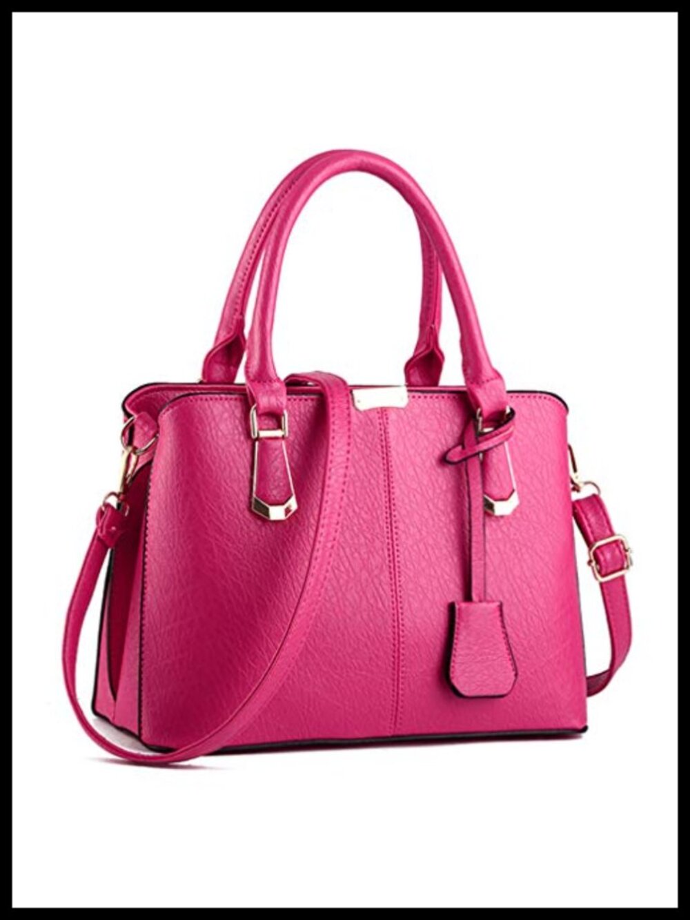 PU Leather Satchel Handbag Structured Crossbody Tote with Removable Strap